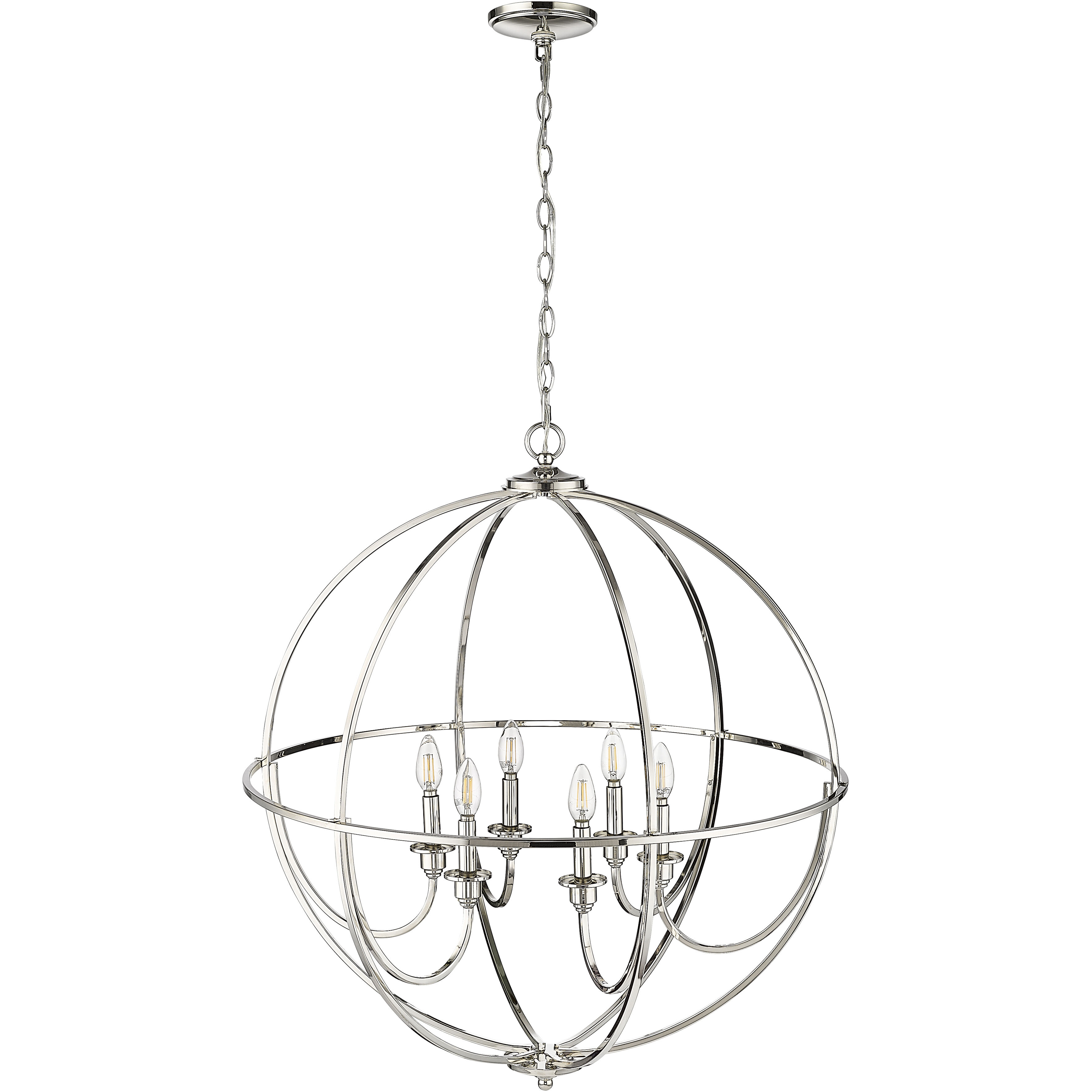 Artemis 6 Light 30 inch Polished Nickel Chandelier Ceiling Light